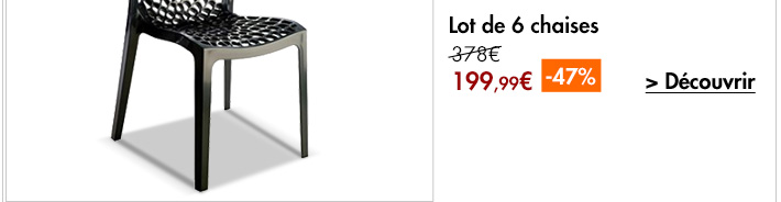 199,99€ le lot de 6 chaises